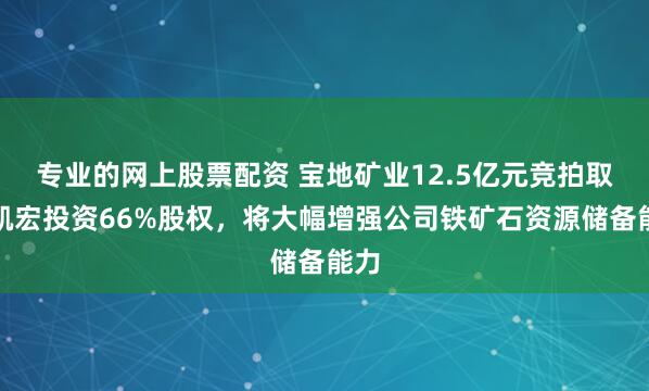 专业的网上股票配资 宝地矿业12.5亿元竞拍取得凯宏投资66%股权，将大幅增强公司铁矿石资源储备能力
